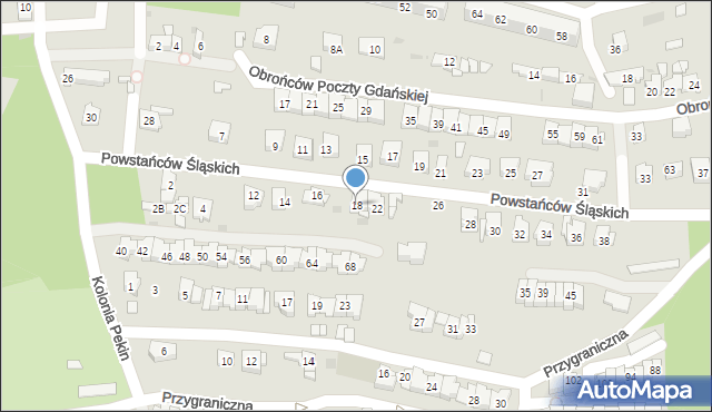 Sosnowiec, Powstańców Śląskich, 18, mapa Sosnowca