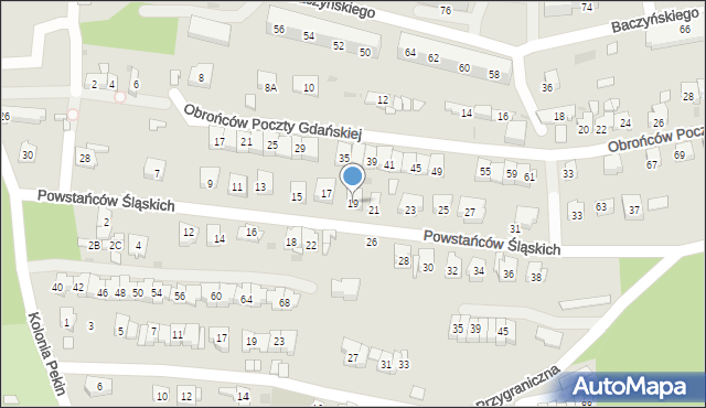 Sosnowiec, Powstańców Śląskich, 19, mapa Sosnowca