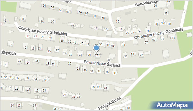 Sosnowiec, Powstańców Śląskich, 27, mapa Sosnowca