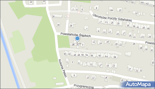 Sosnowiec, Powstańców Śląskich, 2C, mapa Sosnowca