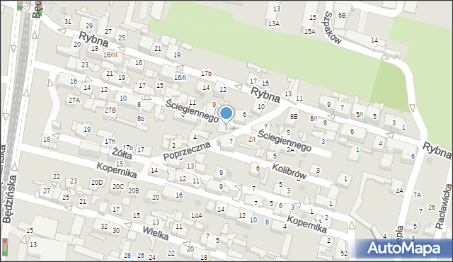 Sosnowiec, Poprzeczna, 4/I, mapa Sosnowca
