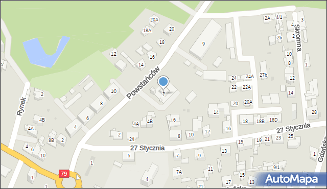 Sosnowiec, Powstańców, 7, mapa Sosnowca