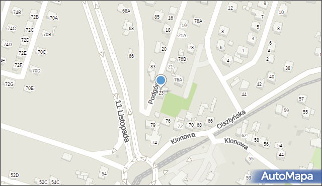 Sosnowiec, Podgórna, 23, mapa Sosnowca