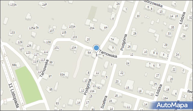 Sosnowiec, Podgórna, 6, mapa Sosnowca