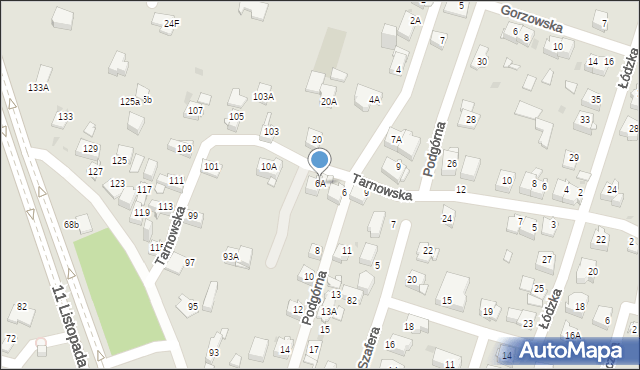 Sosnowiec, Podgórna, 6A, mapa Sosnowca