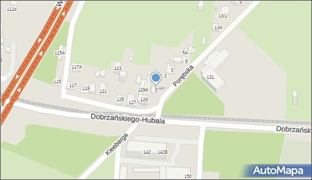 Sosnowiec, Porębska, 1, mapa Sosnowca