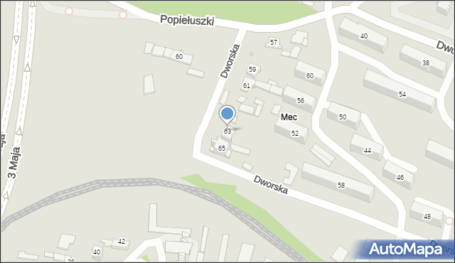 Sosnowiec, Popiełuszki Jerzego, bł. ks., 63, mapa Sosnowca