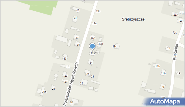 Srebrzyszcze, Powstańców Styczniowych, 34a, mapa Srebrzyszcze