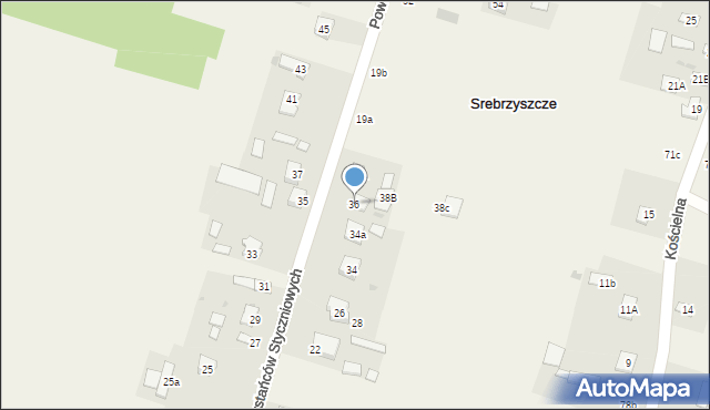 Srebrzyszcze, Powstańców Styczniowych, 36, mapa Srebrzyszcze