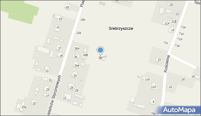 Srebrzyszcze, Powstańców Styczniowych, 38c, mapa Srebrzyszcze