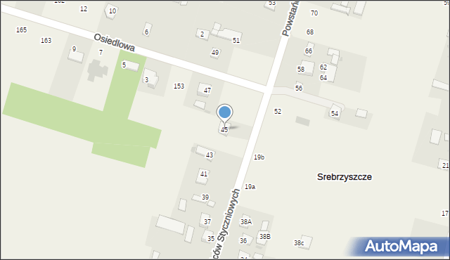 Srebrzyszcze, Powstańców Styczniowych, 45, mapa Srebrzyszcze