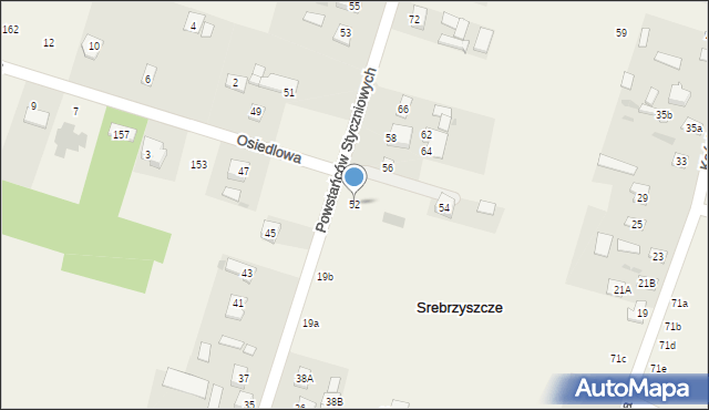 Srebrzyszcze, Powstańców Styczniowych, 52, mapa Srebrzyszcze