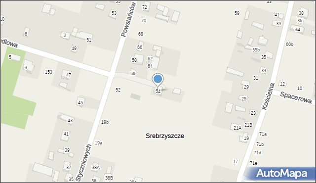 Srebrzyszcze, Powstańców Styczniowych, 54, mapa Srebrzyszcze