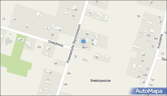 Srebrzyszcze, Powstańców Styczniowych, 56, mapa Srebrzyszcze