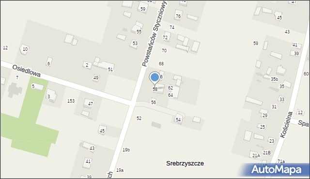 Srebrzyszcze, Powstańców Styczniowych, 58, mapa Srebrzyszcze