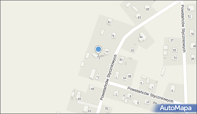 Srebrzyszcze, Powstańców Styczniowych, 75, mapa Srebrzyszcze
