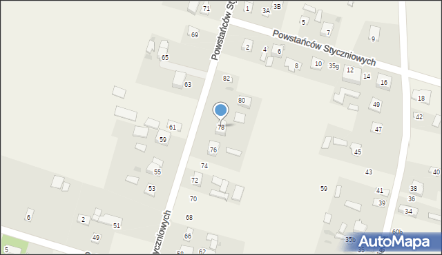 Srebrzyszcze, Powstańców Styczniowych, 78, mapa Srebrzyszcze