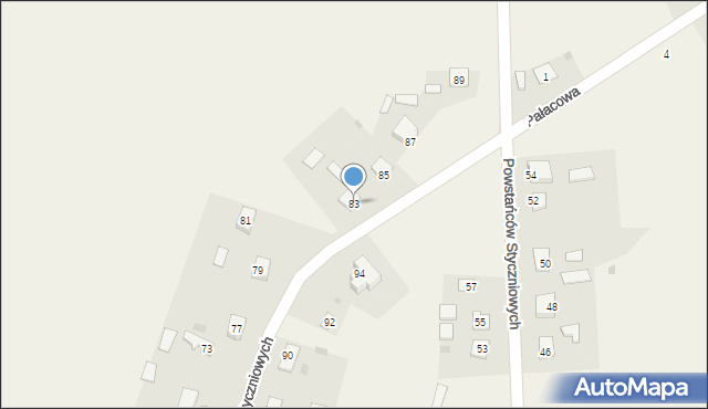 Srebrzyszcze, Powstańców Styczniowych, 83, mapa Srebrzyszcze