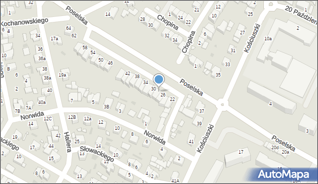 Środa Wielkopolska, Poselska, 28, mapa Środa Wielkopolska