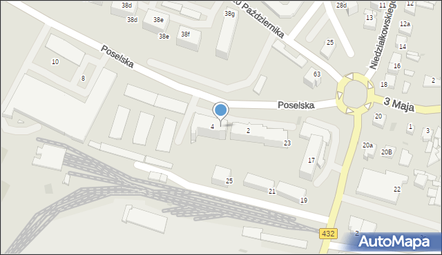 Środa Wielkopolska, Poselska, 4a, mapa Środa Wielkopolska