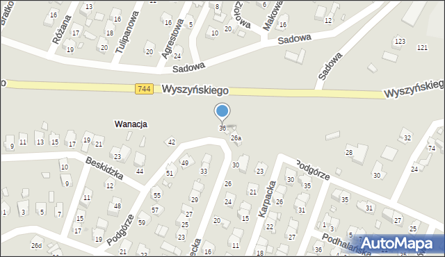 Starachowice, Podgórze, 36, mapa Starachowic