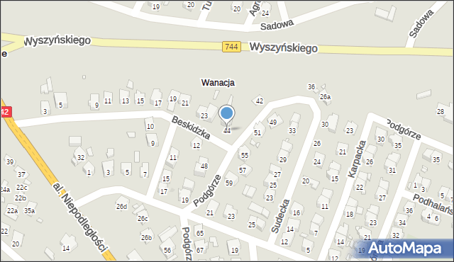 Starachowice, Podgórze, 44, mapa Starachowic