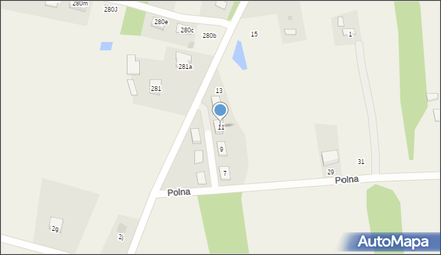 Starcza, Polna, 11, mapa Starcza