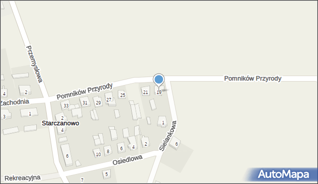 Starczanowo, Pomników Przyrody, 19, mapa Starczanowo