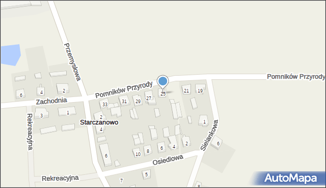 Starczanowo, Pomników Przyrody, 25, mapa Starczanowo