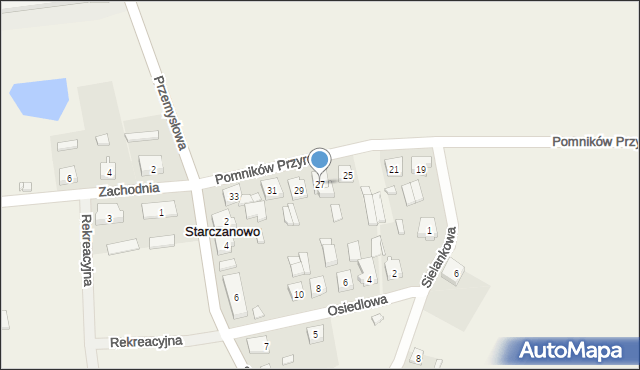 Starczanowo, Pomników Przyrody, 27, mapa Starczanowo