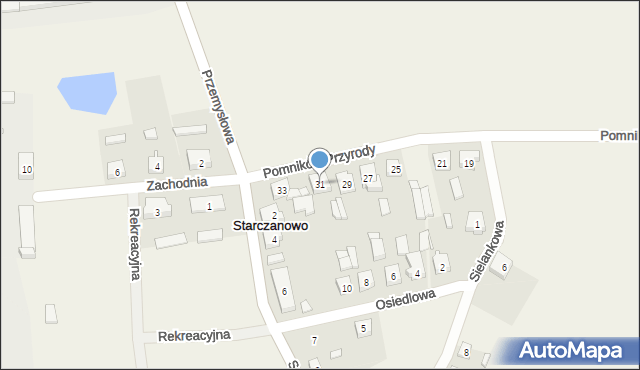 Starczanowo, Pomników Przyrody, 31, mapa Starczanowo