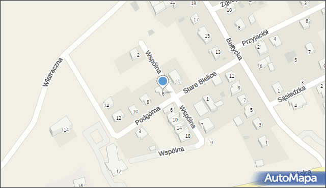 Stare Bielice, Podgórna, 6, mapa Stare Bielice