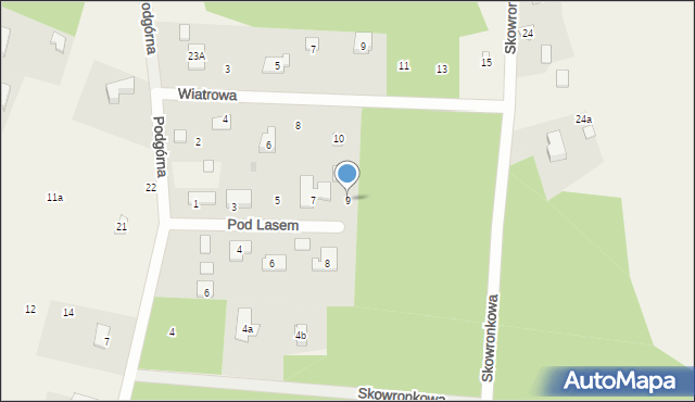 Stare Krasnodęby, Pod Lasem, 9, mapa Stare Krasnodęby