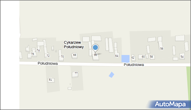 Stary Cykarzew, Południowa, 66, mapa Stary Cykarzew