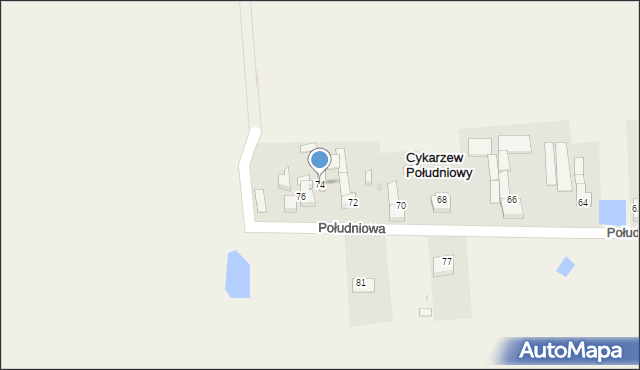 Stary Cykarzew, Południowa, 74, mapa Stary Cykarzew