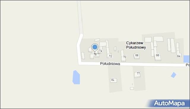 Stary Cykarzew, Południowa, 76, mapa Stary Cykarzew