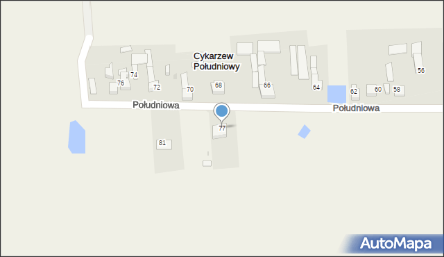 Stary Cykarzew, Południowa, 77, mapa Stary Cykarzew