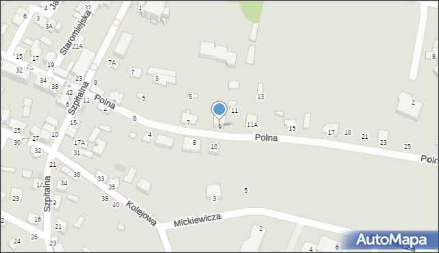 Staszów, Polna, 9, mapa Staszów