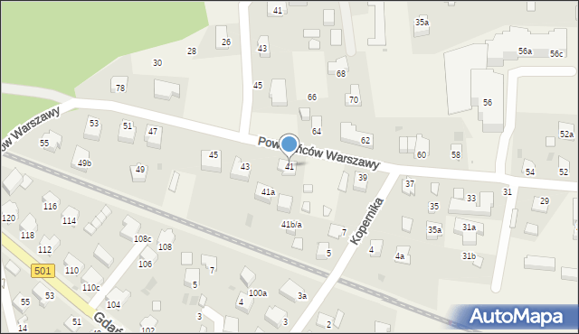 Stegna, Powstańców Warszawy, 41, mapa Stegna