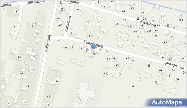 Stojadła, Południowa, 14, mapa Stojadła