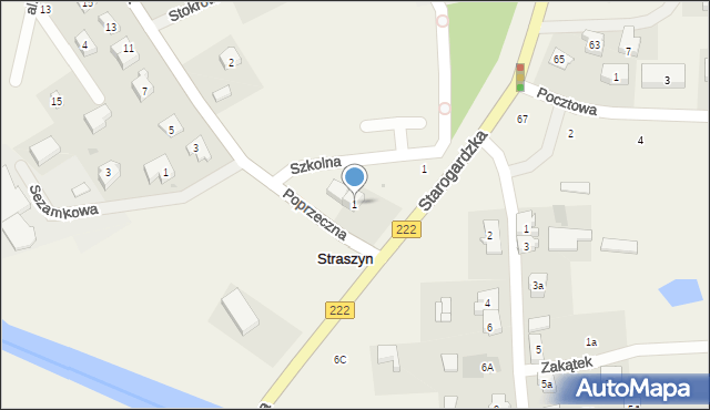 Straszyn, Poprzeczna, 1, mapa Straszyn