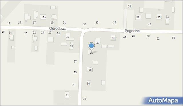 Stróża-Kolonia, Pogodna, 40, mapa Stróża-Kolonia