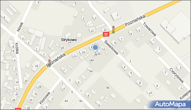 Strykowo, Poznańska, 15, mapa Strykowo