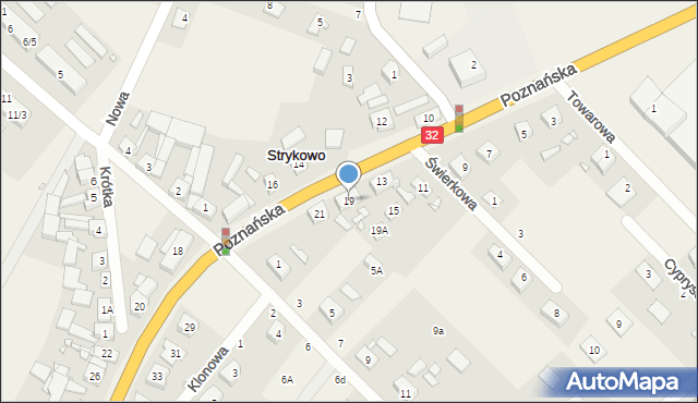 Strykowo, Poznańska, 19, mapa Strykowo
