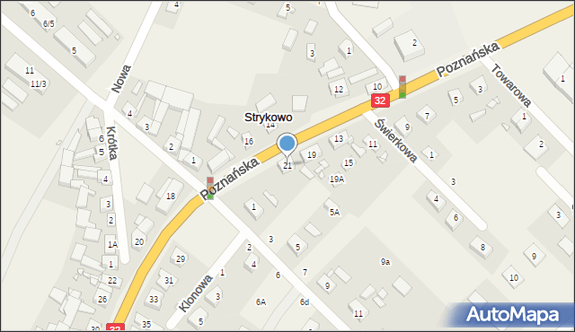 Strykowo, Poznańska, 21, mapa Strykowo