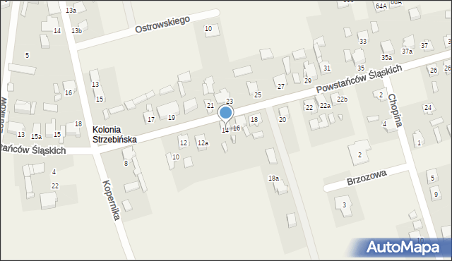 Strzebiń, Powstańców Śląskich, 14, mapa Strzebiń