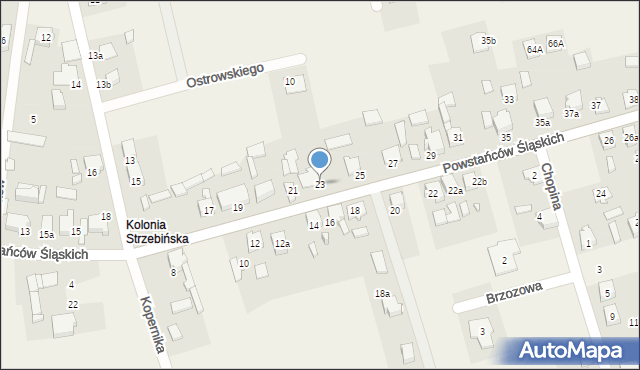 Strzebiń, Powstańców Śląskich, 23, mapa Strzebiń