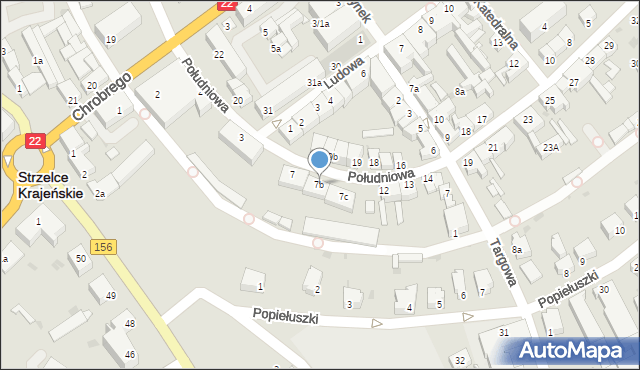 Strzelce Krajeńskie, Południowa, 7b, mapa Strzelce Krajeńskie
