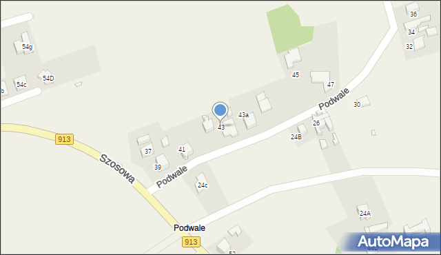 Strzyżowice, Podwale, 43, mapa Strzyżowice