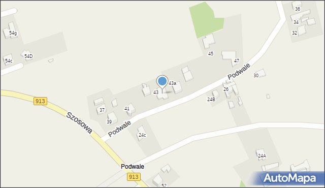 Strzyżowice, Podwale, 43b, mapa Strzyżowice